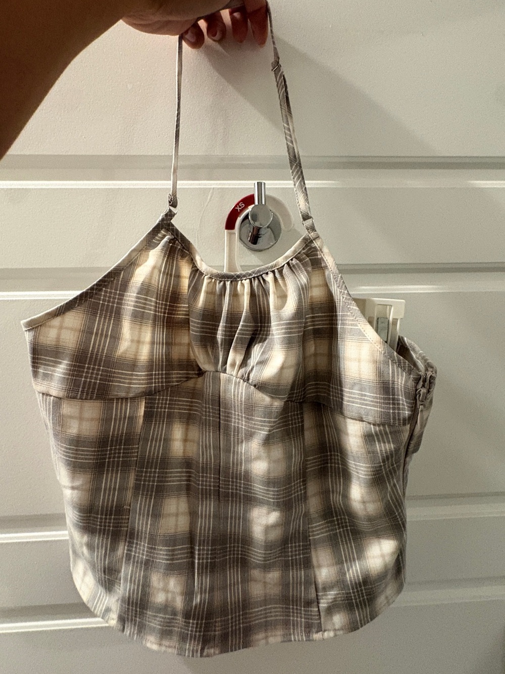 Lioness Plaid Crop Halter Top